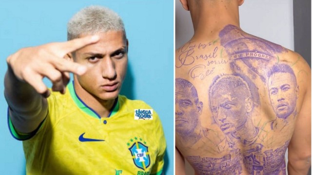 Richarlison homenageia Ronaldo, Neymar e Pelé com tatuagem nas costas