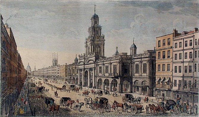 The Royal Exchange de Corn Hill por Thomas Bowles em 1781