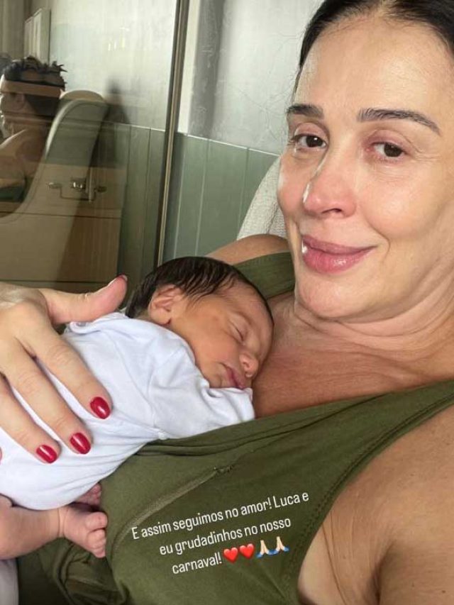 Claudia Raia publica foto de momento materno junto de Luca