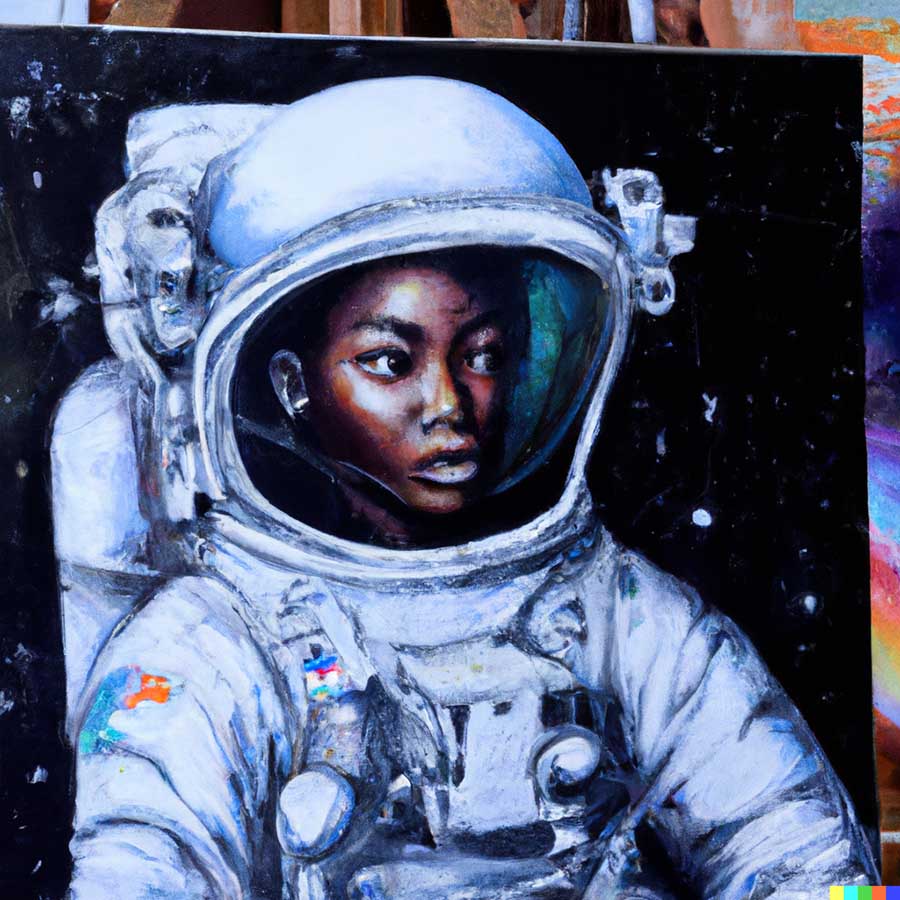 pintura em tela de astronauta no Dall-E