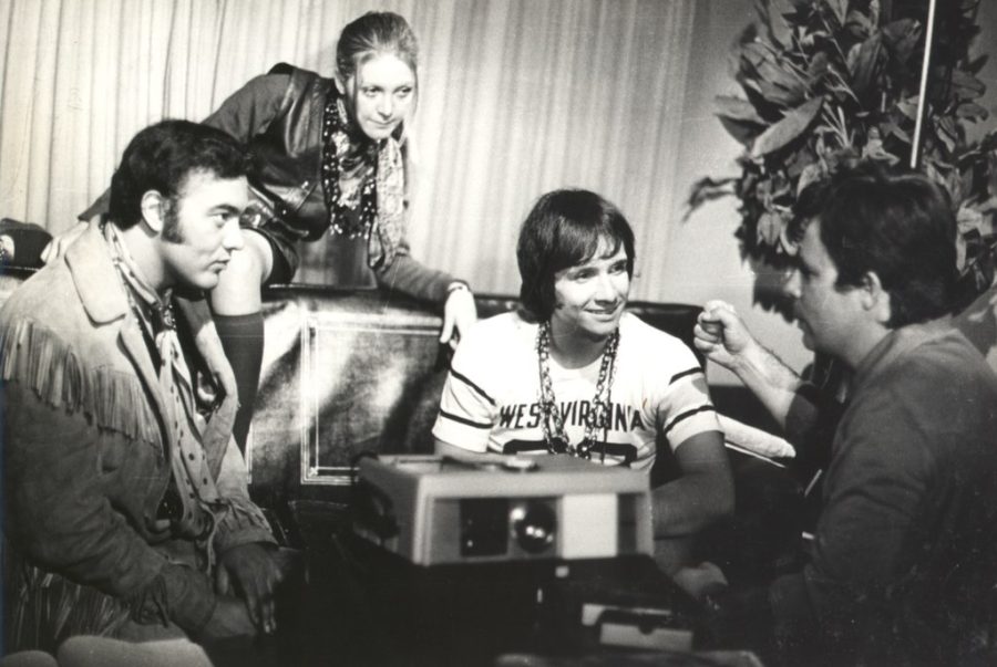 Roberto Carlos, Erasmo Carlos e Wanderléa durante a gravação do filme Roberto Carlos e o Diamante Cor-de-rosa, 1970.