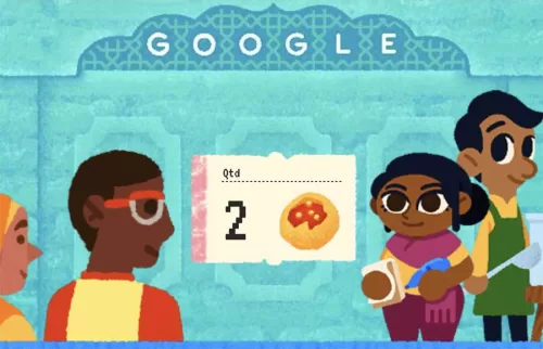 Jogo interativo do Doodle celebra o pani puri, uma popular comida de rua do sul da Ásia feita com uma casquinha crocante recheada com batatas, grão-de-bico, especiarias ou pimentas e águas aromatizadas.