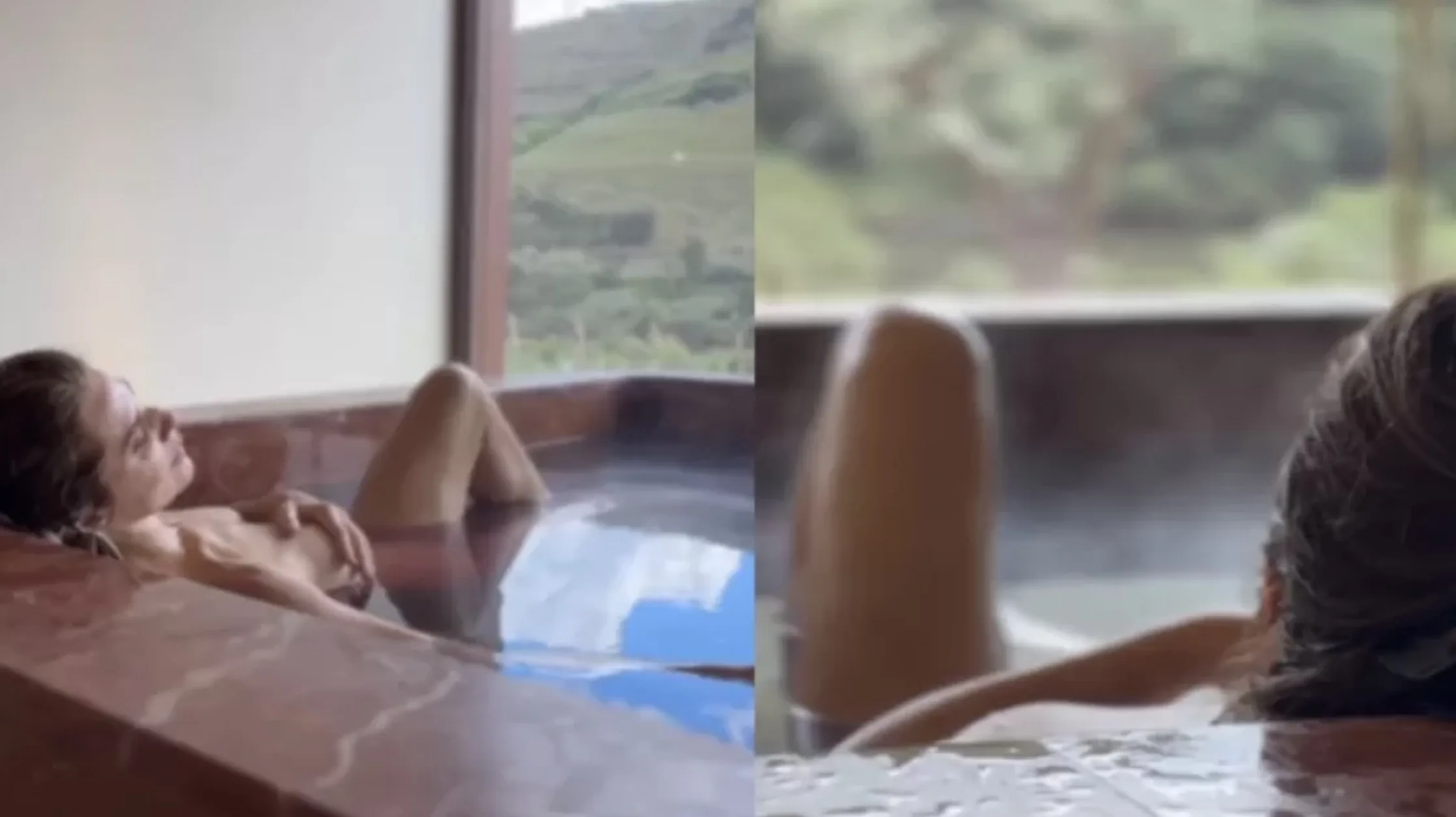 Durante viagem a Portugal, Leticia Spiller compartilhou vídeo em que aparece nua em banheira, em meio à natureza de Peso da Régua, conhecida por suas vinícolas - Foto: Instagram / @arealspiller