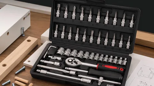 Jogo de chave catraca com até 46 peças reúne soquetes, extensões e bits para pequenos reparos em carros, bicicletas e tarefas domésticas